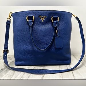 Prada- Blue Tote Vitello Daino, Large